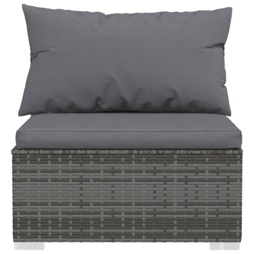 4-Piece Garden Lounge Set with Cushions Poly Rattan Wicker Outdoor Patio Furniture Grey - Image 6