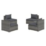 4-Piece Garden Lounge Set with Cushions Poly Rattan Wicker Outdoor Patio Furniture Grey