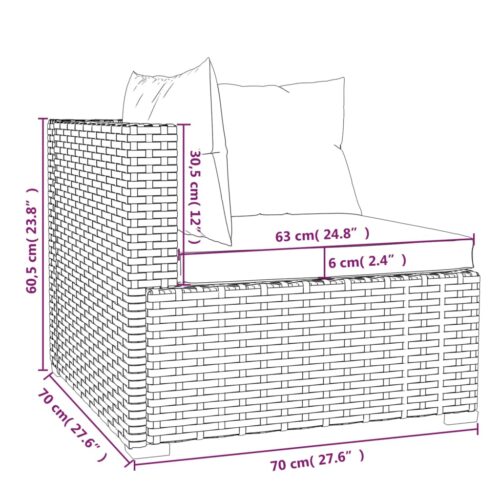 4-Piece Garden Lounge Set with Cushions Poly Rattan Wicker Outdoor Patio Furniture Grey - Image 7