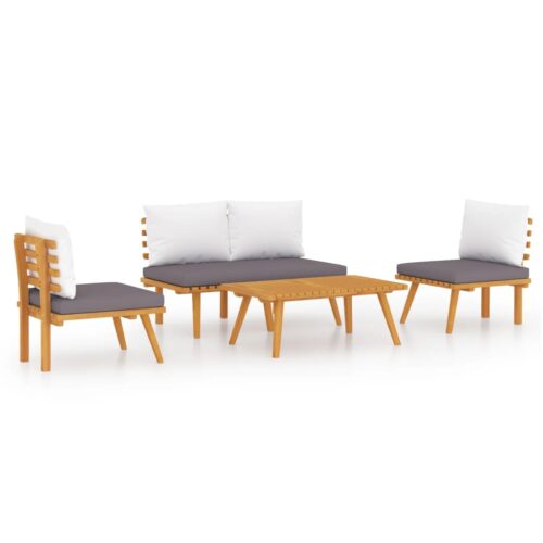 4-Piece Garden Lounge Set with Cushions Acacia Wood Timber Outdoor Patio Furniture