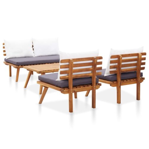 4-Piece Garden Lounge Set with Cushions Acacia Wood Timber Outdoor Patio Furniture - Image 5