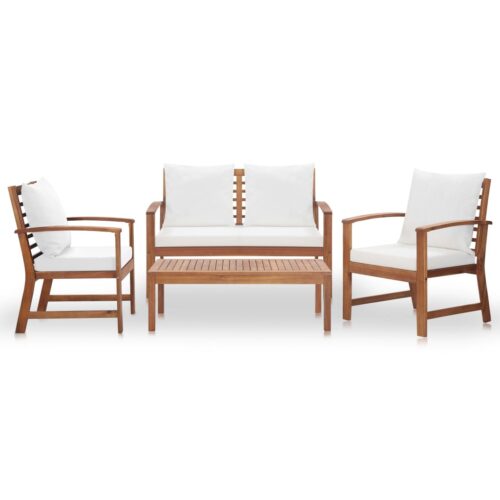4-Piece Garden Lounge Set with Cushions Acacia Wood Timber Outdoor Patio Furniture - Image 2