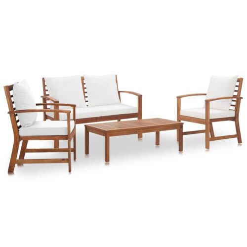 4-Piece Garden Lounge Set with Cushions Acacia Wood Timber Outdoor Patio Furniture