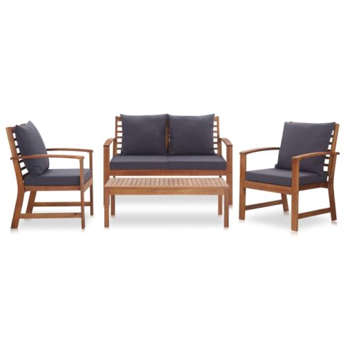 4-Piece Garden Lounge Set with Cushions Acacia Wood Timber Outdoor Patio Furniture - Image 2