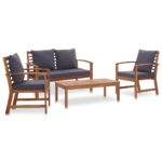 4-Piece Garden Lounge Set with Cushions Acacia Wood Timber Outdoor Patio Furniture