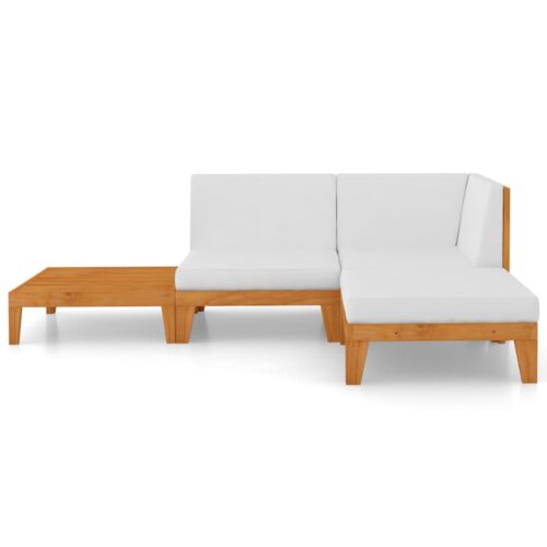 4-Piece Garden Lounge Set with Cushions Acacia Wood Timber Outdoor Patio Furniture - Image 3