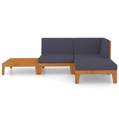 4-Piece Garden Lounge Set with Cushions Acacia Wood Timber Outdoor Patio Furniture - Image 3