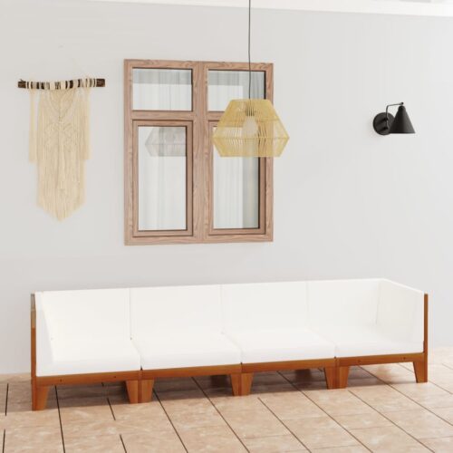 4-Piece Garden Lounge Set with Cushions Acacia Wood Timber Outdoor Patio Furniture - Image 2