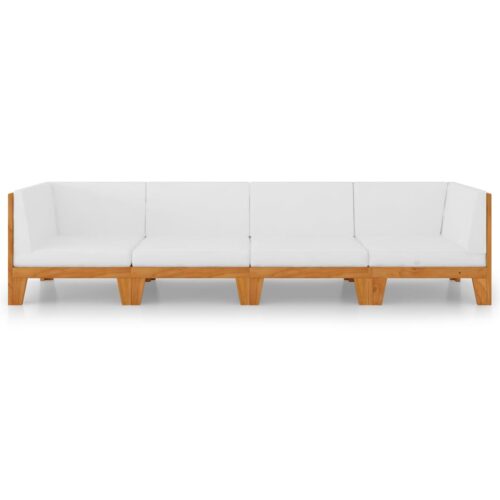 4-Piece Garden Lounge Set with Cushions Acacia Wood Timber Outdoor Patio Furniture - Image 3