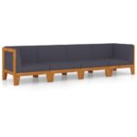 4-Piece Garden Lounge Set with Cushions Acacia Wood Timber Outdoor Patio Furniture