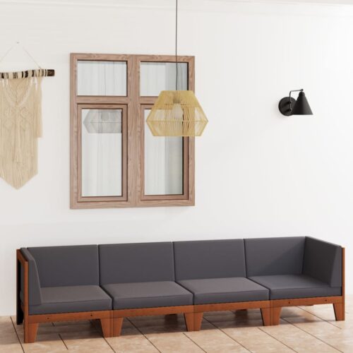 4-Piece Garden Lounge Set with Cushions Acacia Wood Timber Outdoor Patio Furniture - Image 2