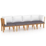 4-Piece Garden Lounge Set with Cushions Acacia Wood Timber Outdoor Patio Furniture