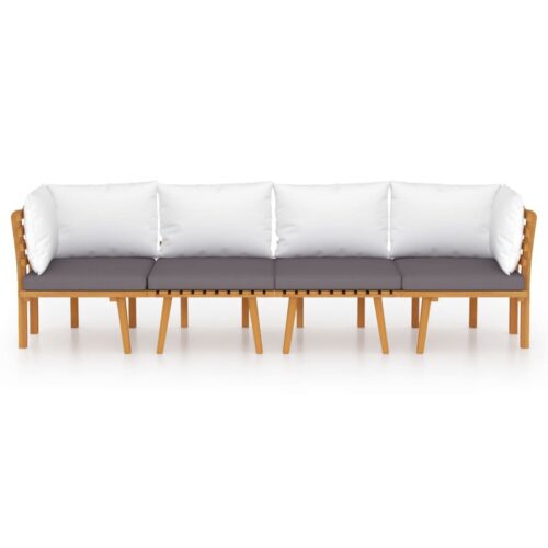 4-Piece Garden Lounge Set with Cushions Acacia Wood Timber Outdoor Patio Furniture - Image 3