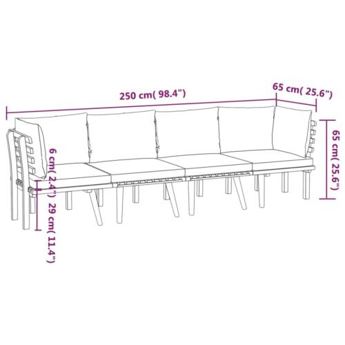 4-Piece Garden Lounge Set with Cushions Acacia Wood Timber Outdoor Patio Furniture - Image 8