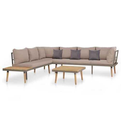 4-Piece Garden Lounge Set with Cushions Acacia Wood Timber Outdoor Patio Furniture Brown - Image 2