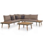 4-Piece Garden Lounge Set with Cushions Acacia Wood Timber Outdoor Patio Furniture Brown