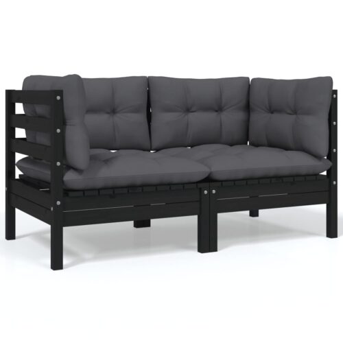 4-Piece Garden Lounge Set with Cushions Pine Wood Outdoor Patio Furniture - Image 4