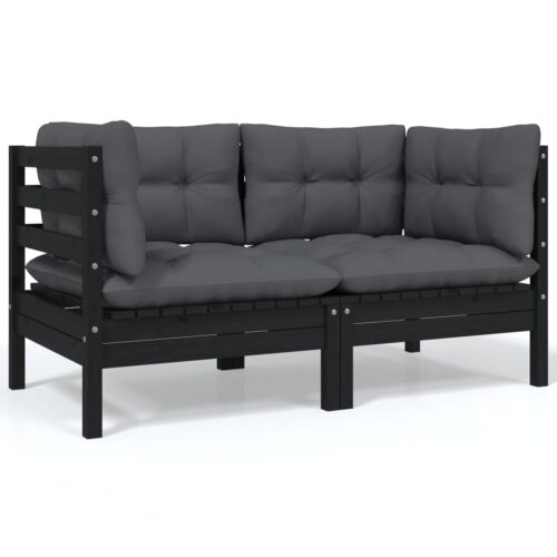 4-Piece Garden Lounge Set with Cushions Pine Wood Outdoor Patio Furniture - Image 4