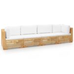 4-Piece Garden Lounge Set with Cushions Wood Timber Outdoor Patio Furniture Teak