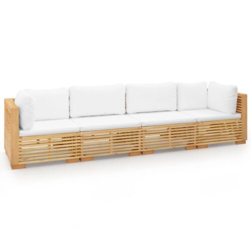 4-Piece Garden Lounge Set with Cushions Wood Timber Outdoor Patio Furniture Teak