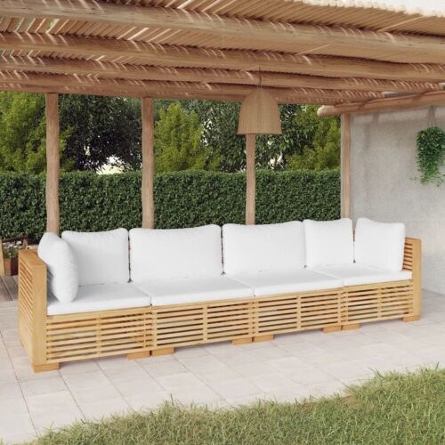 4-Piece Garden Lounge Set with Cushions Wood Timber Outdoor Patio Furniture Teak - Image 2