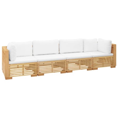 4-Piece Garden Lounge Set with Cushions Wood Timber Outdoor Patio Furniture Teak - Image 3