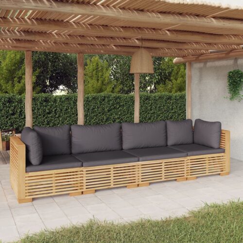 4-Piece Garden Lounge Set with Cushions Wood Timber Outdoor Patio Furniture Teak - Image 2