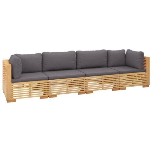 4-Piece Garden Lounge Set with Cushions Wood Timber Outdoor Patio Furniture Teak - Image 3
