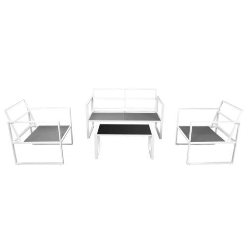 4-Piece Garden Lounge Set with Cushions Steel White - Image 4