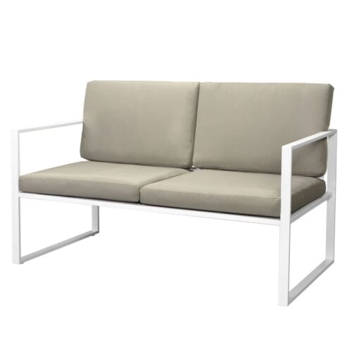 4-Piece Garden Lounge Set with Cushions Steel White - Image 5