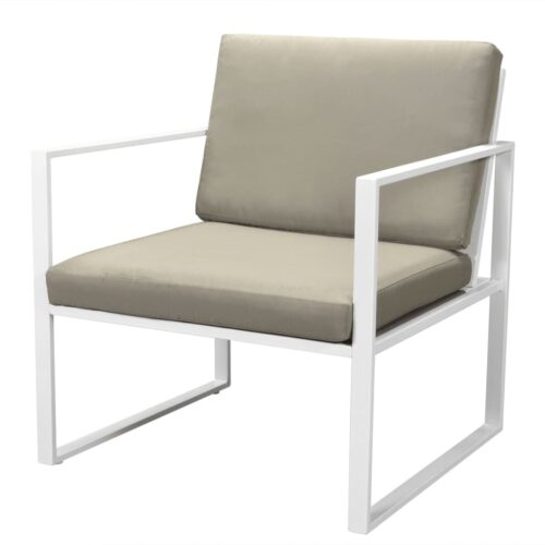 4-Piece Garden Lounge Set with Cushions Steel White - Image 6