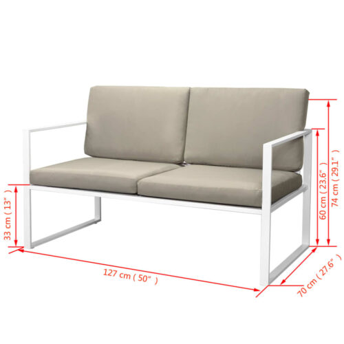 4-Piece Garden Lounge Set with Cushions Steel White - Image 8