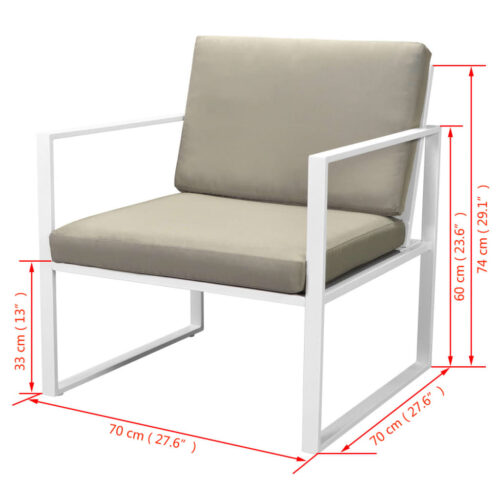 4-Piece Garden Lounge Set with Cushions Steel White - Image 9
