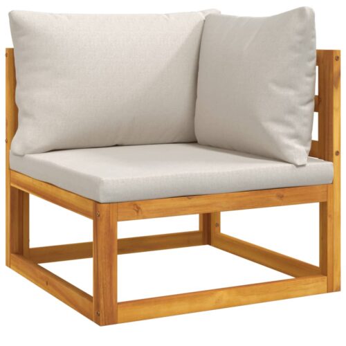 4-Piece Garden Lounge Set with Light Grey Cushions Wood Timber Outdoor Patio Furniture - Image 4
