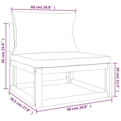 4-Piece Garden Lounge Set with Light Grey Cushions Wood Timber Outdoor Patio Furniture - Image 7