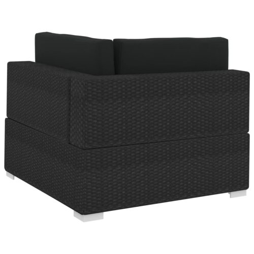 4-Piece Garden Sofa Set with Cushions Poly Rattan Wicker Outdoor Patio Furniture Black - Image 6