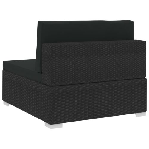 4-Piece Garden Sofa Set with Cushions Poly Rattan Wicker Outdoor Patio Furniture Black - Image 9