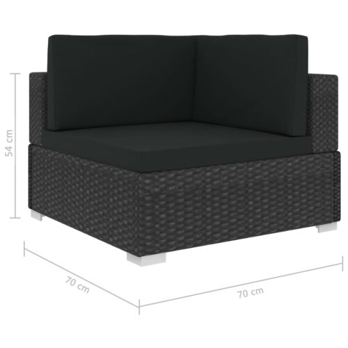4-Piece Garden Sofa Set with Cushions Poly Rattan Wicker Outdoor Patio Furniture Black - Image 10
