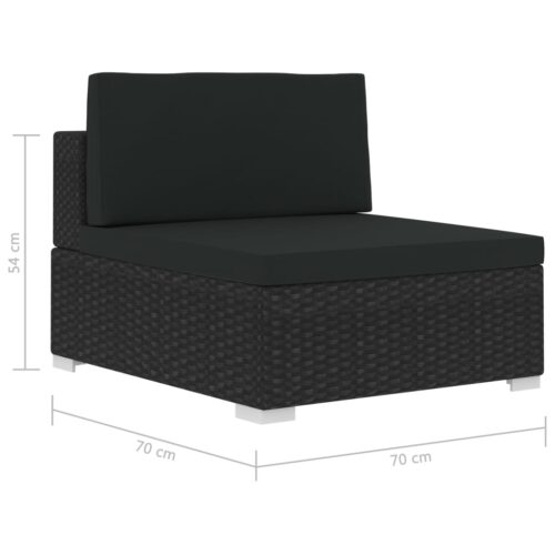 4-Piece Garden Sofa Set with Cushions Poly Rattan Wicker Outdoor Patio Furniture Black - Image 11