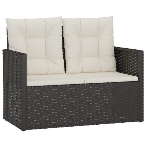 4 Piece Outdoor Lounge Set with Cushions Poly Rattan Black - Image 4