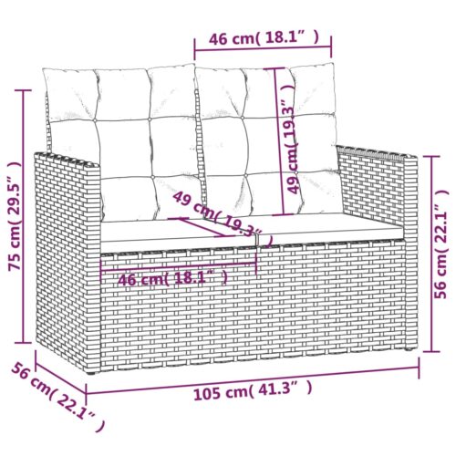 4 Piece Outdoor Lounge Set with Cushions Poly Rattan Black - Image 9
