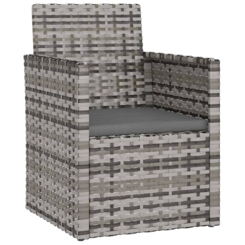 4-Piece Outdoor Lounge Set with Cushions Poly Rattan Wicker Outdoor Patio Furniture Grey - Image 3