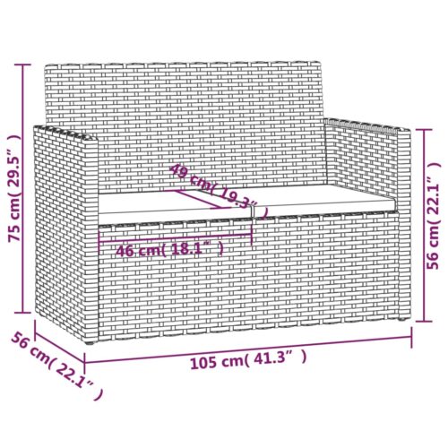 4-Piece Outdoor Lounge Set with Cushions Poly Rattan Wicker Outdoor Patio Furniture Grey - Image 9