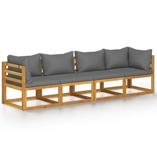 4-Seater Garden Sofa with Cushion Acacia Wood Timber Outdoor Patio Furniture