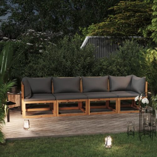 4-Seater Garden Sofa with Cushion Acacia Wood Timber Outdoor Patio Furniture - Image 2