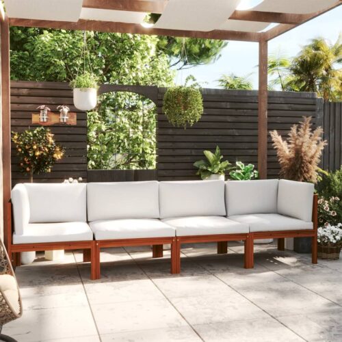 4-Seater Garden Sofa with Cushion Acacia Wood Timber Outdoor Patio Furniture - Image 2