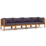 4-Seater Garden Sofa with Cushion Acacia Wood Timber Outdoor Patio Furniture