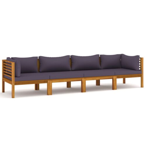 4-Seater Garden Sofa with Cushion Acacia Wood Timber Outdoor Patio Furniture