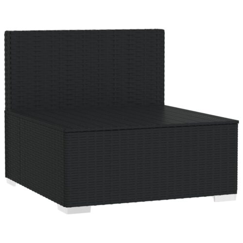 4-Seater Sofa with Cushions Black Poly Rattan Wicker Outdoor Patio Furniture - Image 4