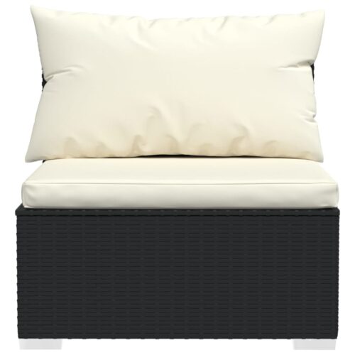 4-Seater Sofa with Cushions Black Poly Rattan Wicker Outdoor Patio Furniture - Image 5